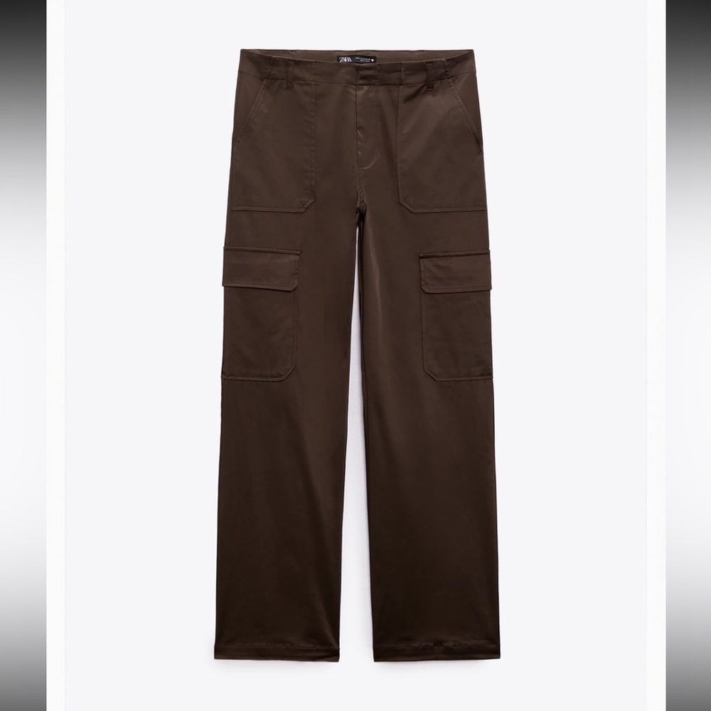 Zara satin effect cargo pants NWT